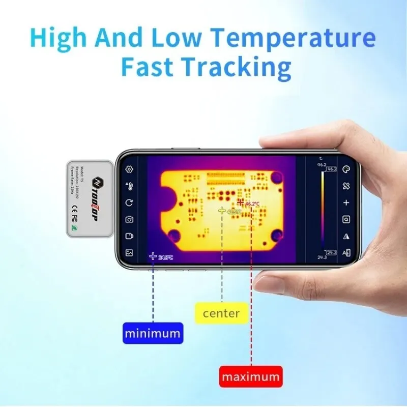 TOOLTOP T5 256*192 Lmager termowizyjny wbudowany obiektyw makro 25 Hz kamera termowizyjna z systemem Android do naprawy obwodów PCB telefonu