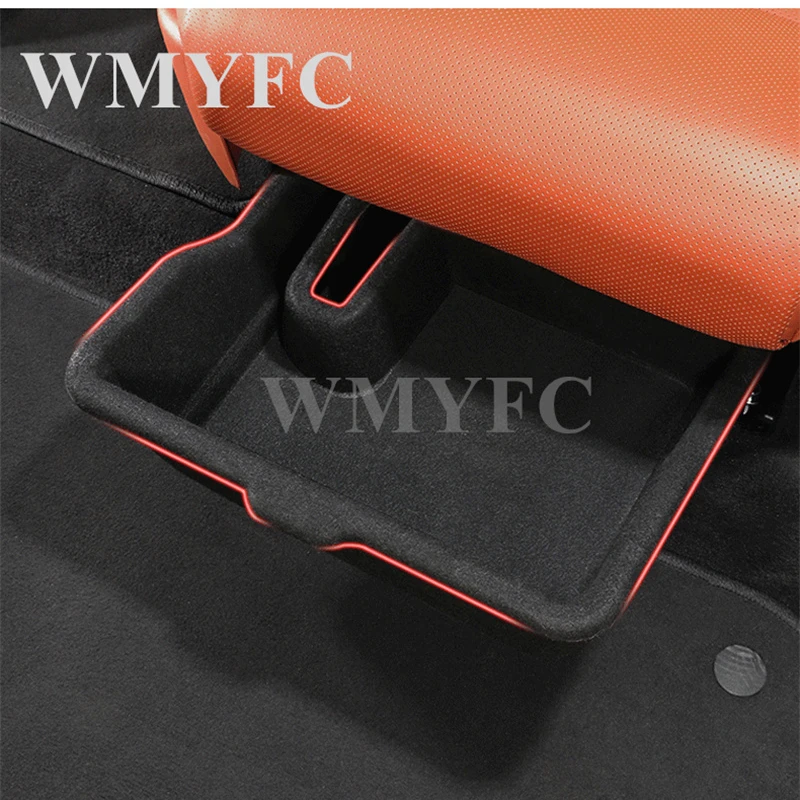 For Li Lixiang L8 L9 2022 2023 Car Rear Row Flocked Felt Tray Hidden Storage Box Trash Can Under Seat Storage Organizer