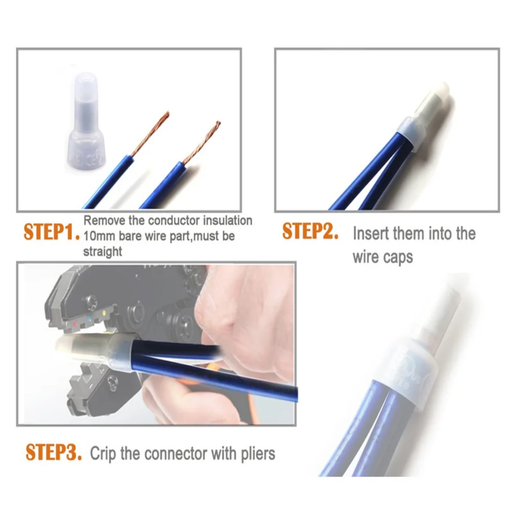 300pcs Closed End Crimp Caps Splice Gauge Wire Connectors Terminals Set 50036R/ CE1 X CE-2X CE-5 X