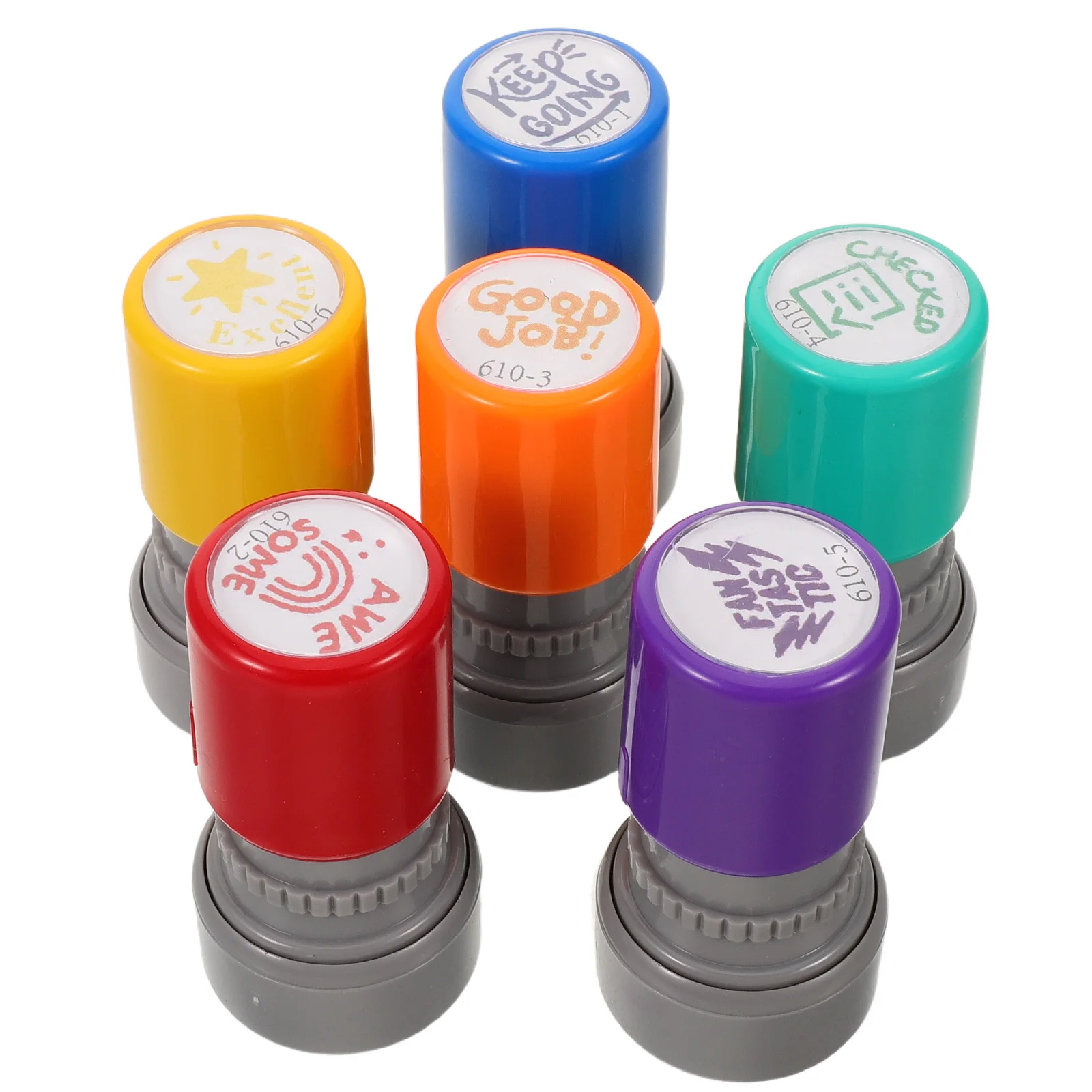 6 шт., детские образовательные штампы, красочные самокрашивающиеся штампы для учителей, награды для классной комнаты, домашние задания, обратная связь, мотивационная оценка