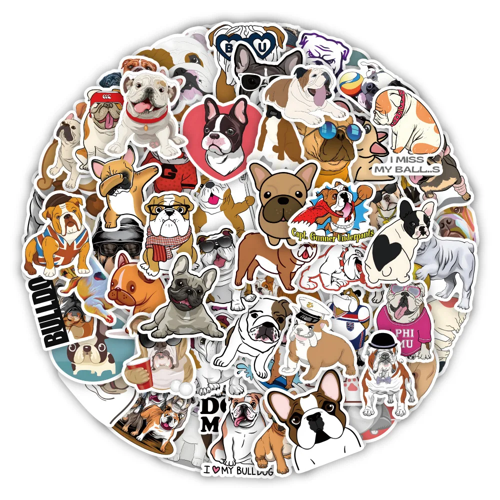 100Pcs/Pack INS Cartoon Cute Kawaii Bulldog Stickers PVC Waterproof Stickers Decals For Kids Boys Girls Toys Gifts