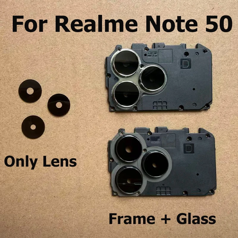 

Стекло объектива задней камеры для Realme Note 50, стеклянная крышка камеры с держателем рамки, запасные части RMX3834