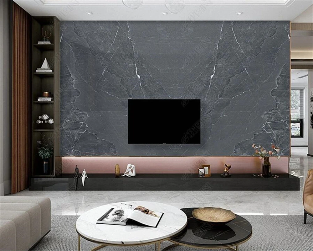 beibehang Customized latest multiple materials light blue medium gray large board marble pattern background silky  wallpaper