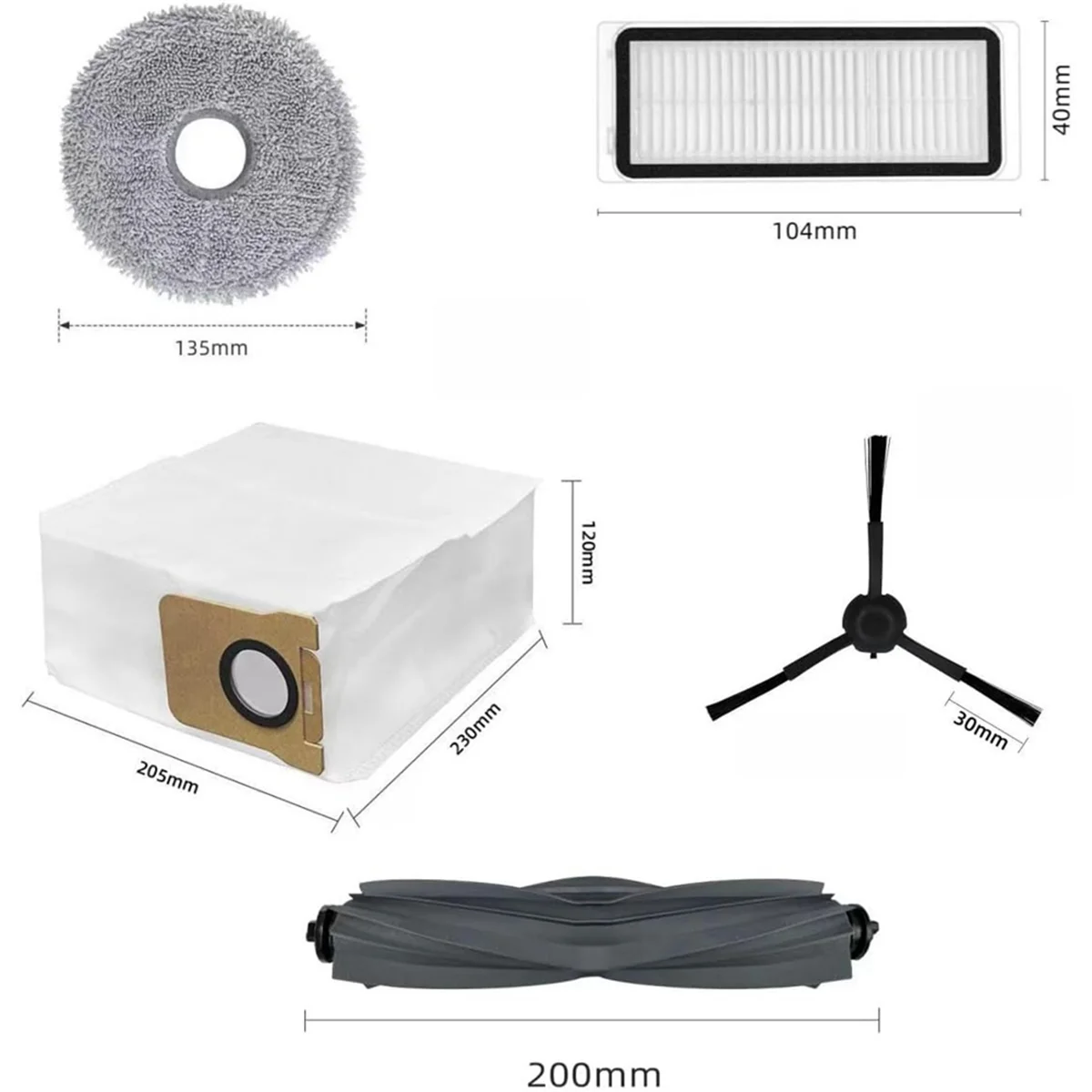 Zestaw akcesoriów do odkurzacza Dreame L20 Ultra/L30 Ultra Główna szczotka boczna Filtr Hepa Ściereczka do mopa Worki na kurz Części