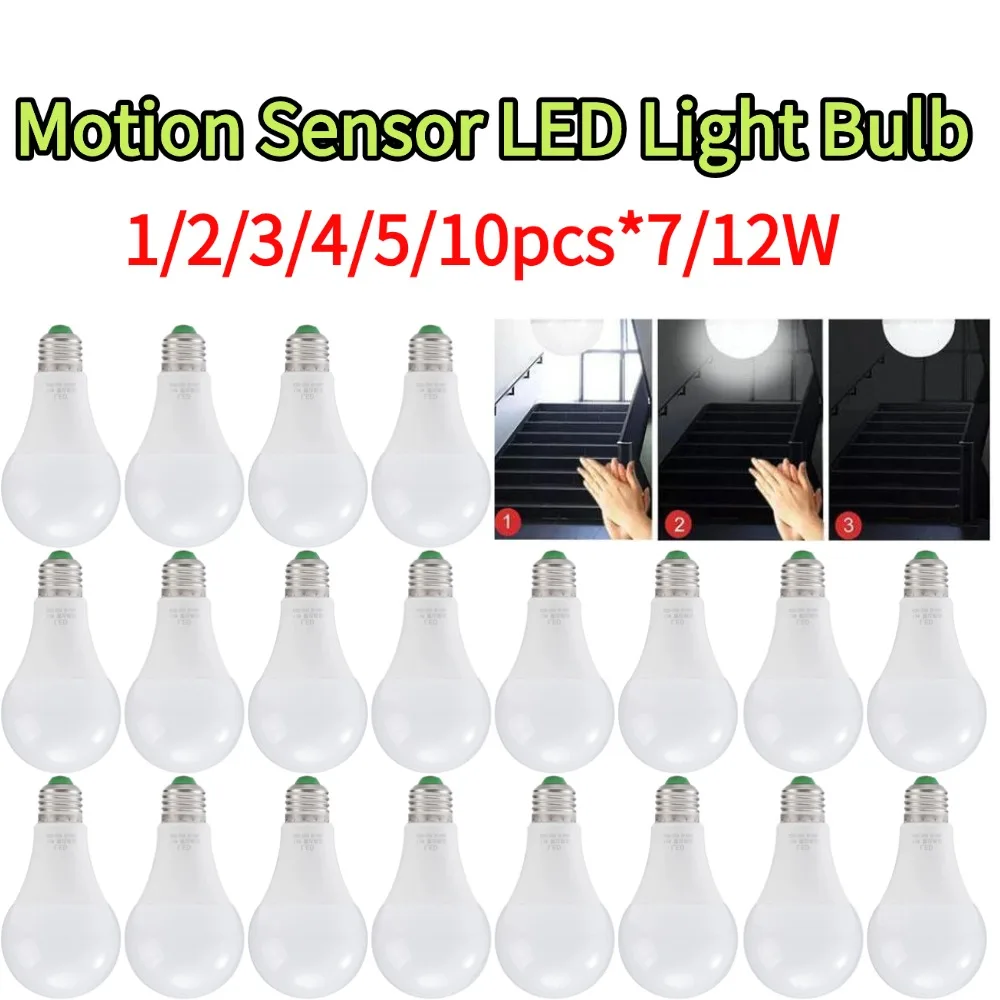 

Светодиодная лампа с датчиком движения E27 B22 PIR, активируемая движением, лампочка от сумерения до рассвета для гаража, автоматического включения, выключения, патио, крыльца, умная лампа