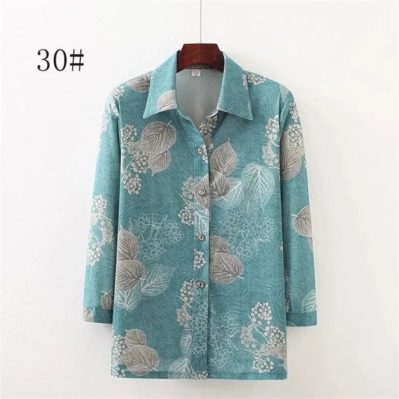 Middle-Aged Elderly Women's Shirts 2025 New Tops Spring Summer Western-Style Female Coats Grandma's Loose Cardigan Blouse Ladies