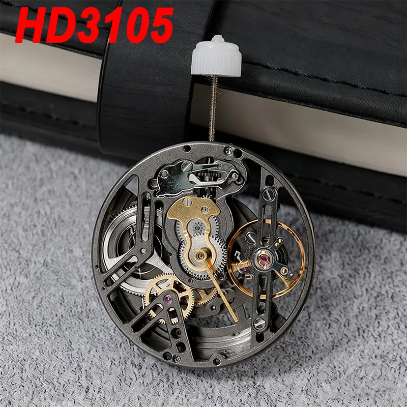 Shanghai HD3105 Mechanisches Uhrwerk, schwarzes Automatikwerk, hohles blankes Pendelwerk. Hochpräzises Uhrenzubehör