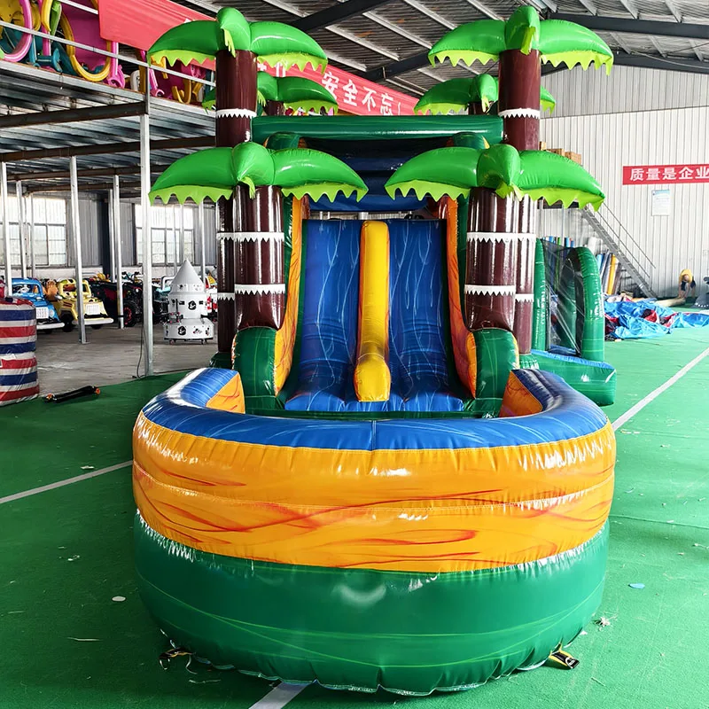 &Commercial PVC Inflatable Bouncing Castle Slides with Palm Tree Theme Indoor and Outdoor Use for Home Occasions