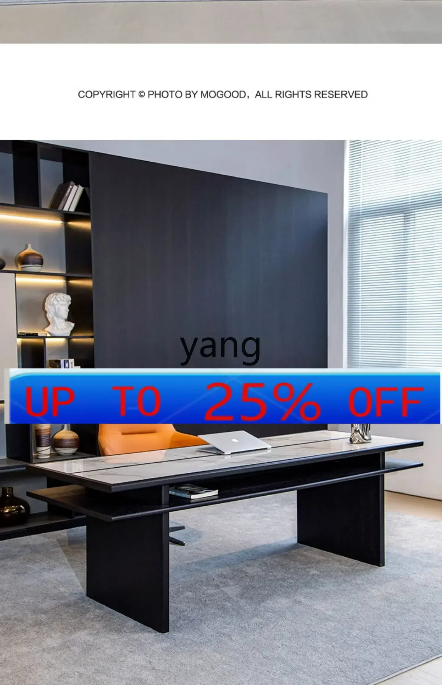 LMM  minimalist rock slab desk light luxury modern double simple office computer desk workbench