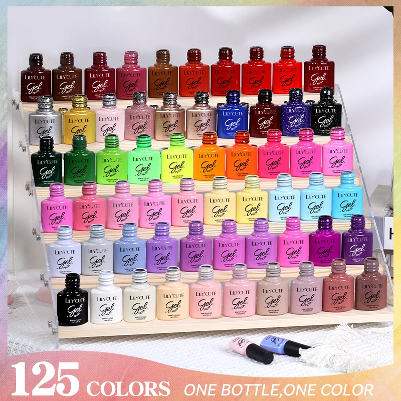 LILYCUTE 7ml Gel Unha Polonês Preto Vermelho Branco 125 Cores Vernis Semi Permanente UV Gel Suprimentos para Unhas Soak off UV LED Gel para Unhas