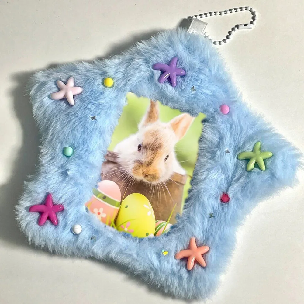 Cartoon Cute  Plush Photo Card Holder Cvoer Keychain Protector Case Star Chasing Pendant Card Cover 3 Inch ID Credit Case Sweet