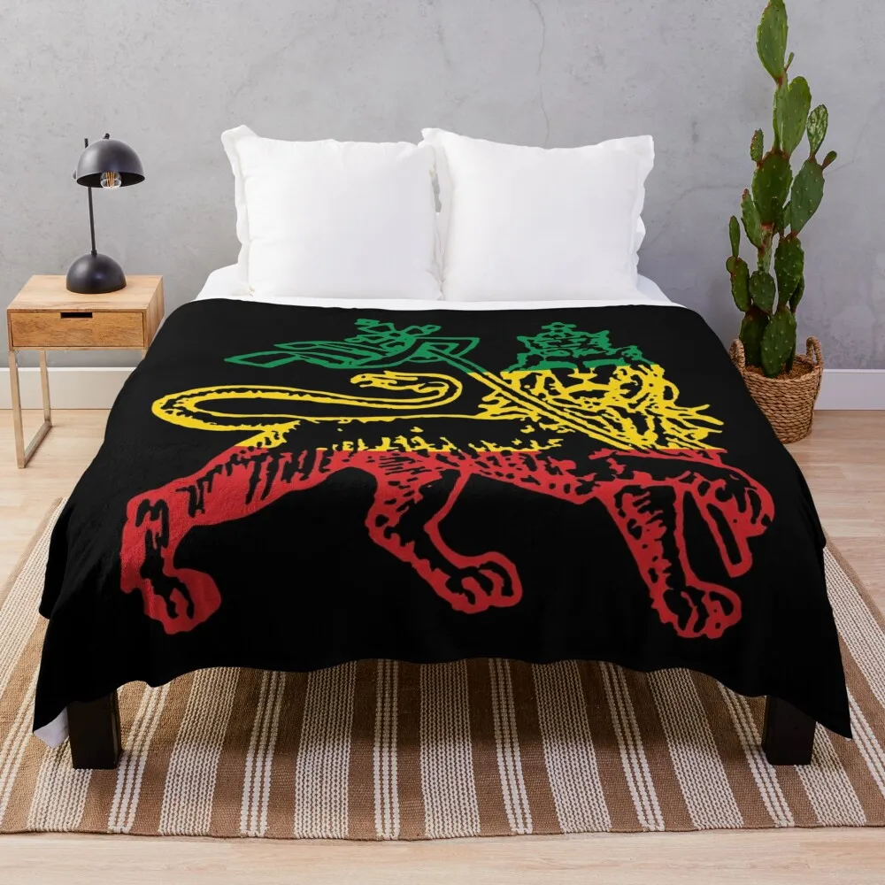 Lion of Judah Flag Ethiopia King Selassie Rasta Throw Blanket Camping Soft Plaid warm for winter For Baby Blankets