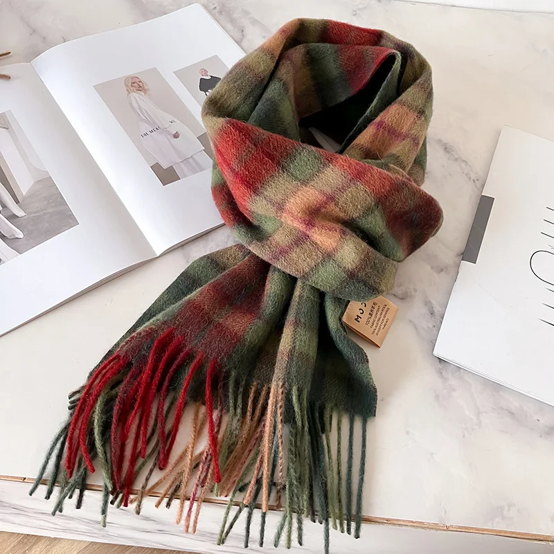 100% Wool Luxury Brands Classic England Style Women Scarf Fashion Stripe Plaid Scarves Tassel Shawls Pashmina Lady Wrap 32*180cm