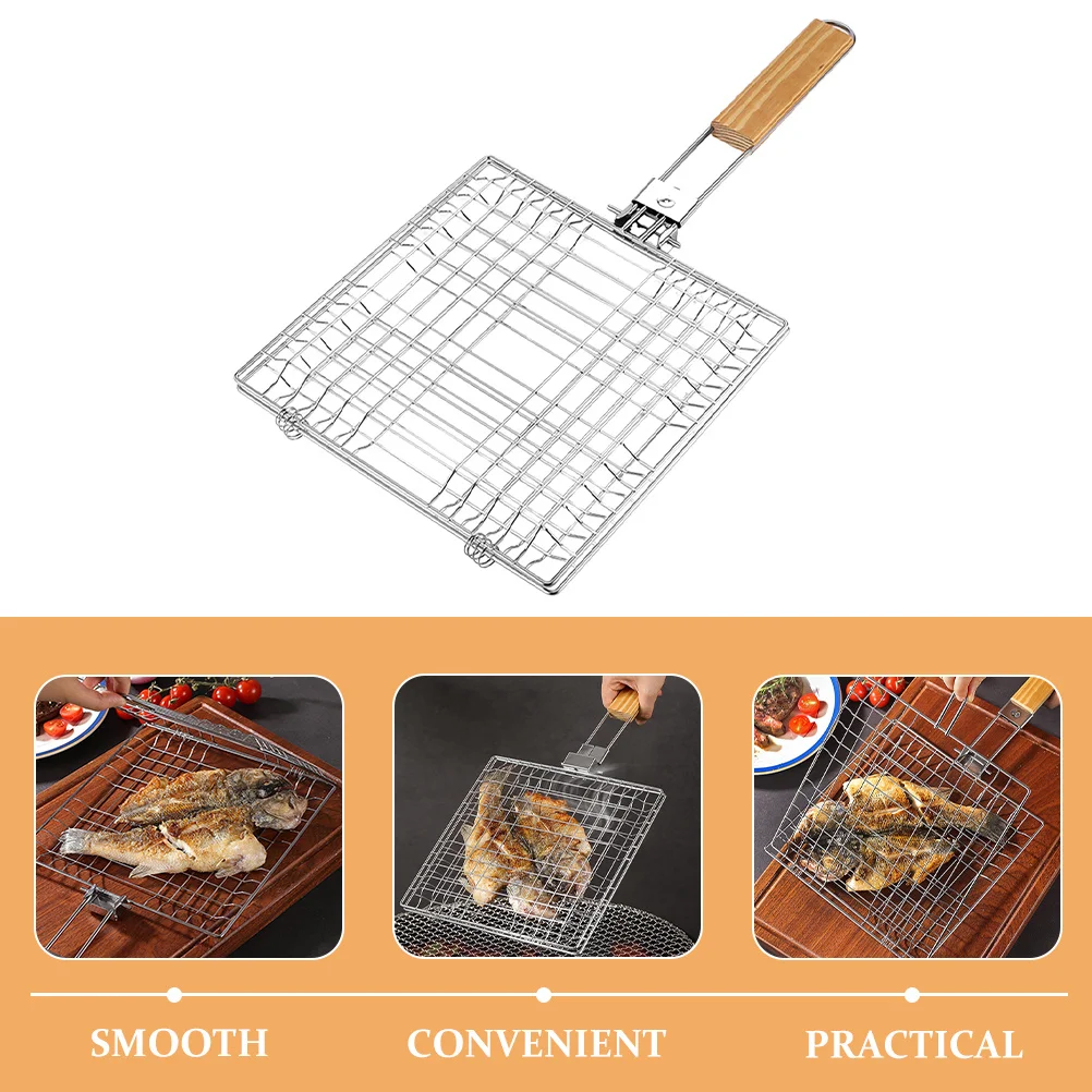 

Heat Resistant Bbq Fish Grilling Basket Stainless Steel Grill Rack for Outdoor Camping Picnic Barbecue Meat Vegetable Grill Tool
