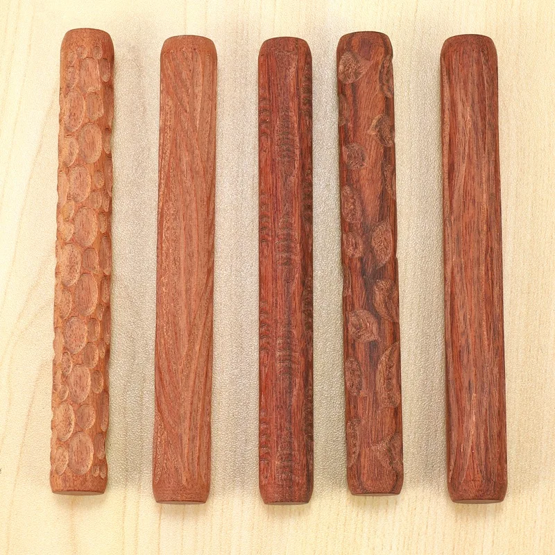 5 Pcs Pottery Tools Wood Hand Rollers,For Clay Stamp Pattern/Roller Pattern,Ceramic Tools,Arcilla Polimerica Dab Tool