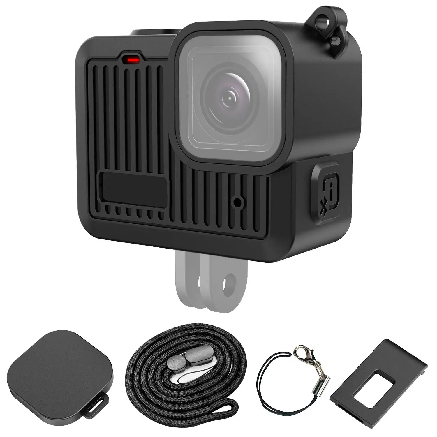 PULUZ Silicone Protective Case Side Interface Cover with Wrist Strap & Lens Cover For GoPro HERO 4K 2024 Cover