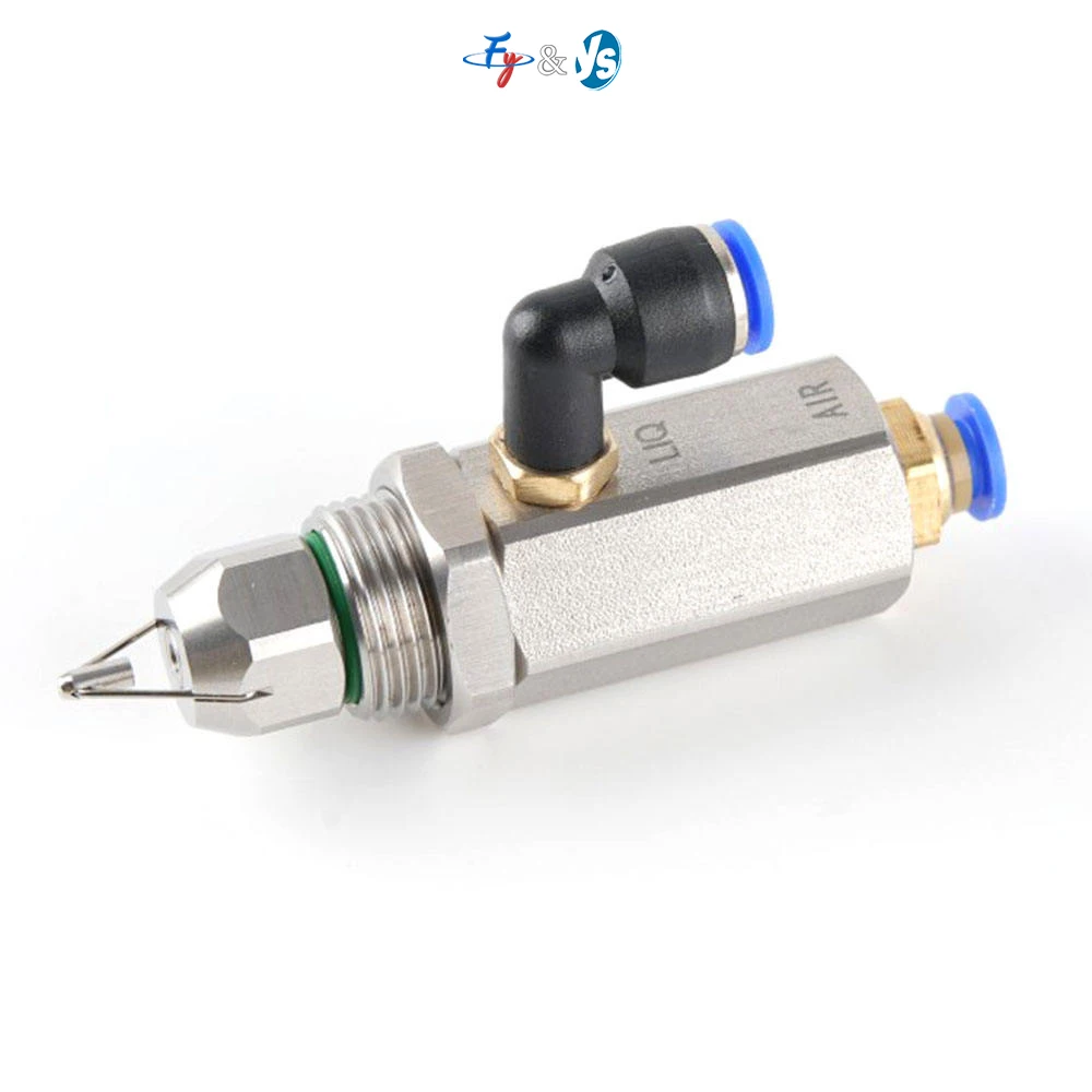 SS304 Ultrasonic Dry Fog Air Atomizing Nozzle 30° 60° 80° Super Fine Mist Spray Nozzle for Industrial Dust Removal