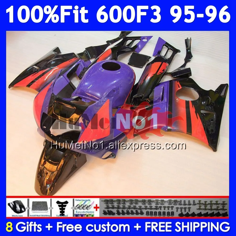 OEM Body +Tank For HONDA CBR600 F3 FS CBR600FS Purple orange 38No.82 CBR 600F3 600 F3 CBR600F3 1995 1996 95 96 Injection Fairing