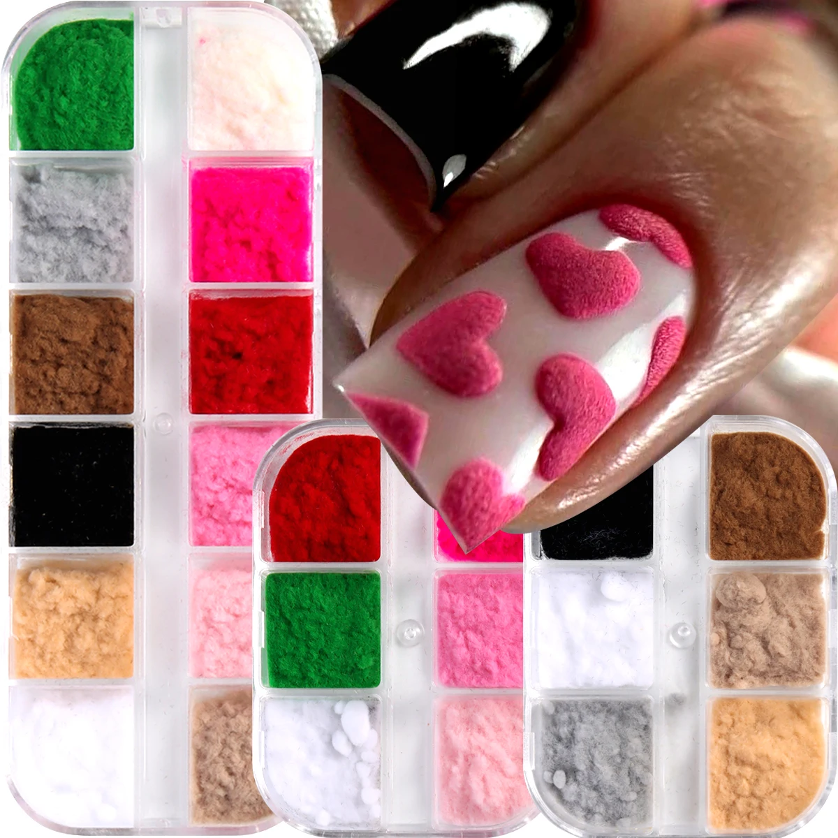 Nail Velvet Flocking Powder Soft Plush Fuzzy Flock Dust for 3D Textured Nail Art DIY Manicure Decorations Nail Design