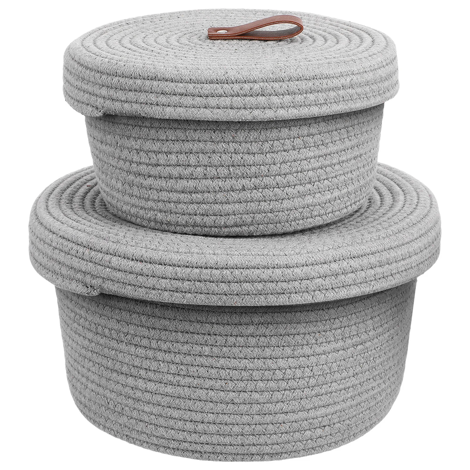 

2Pcs Cotton Rope Storage Baskets Organizer Lid Included for Blankets Books Laundry Sturdy Basket Small