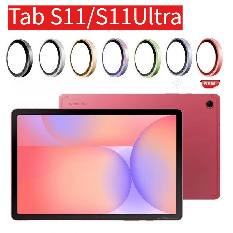 1 conjunto de película protetora de lente para samsung galaxy tab s11 ultra fe s10 lite a11 + anel de metal protetores de câmera lente de vidro tampas de tablet