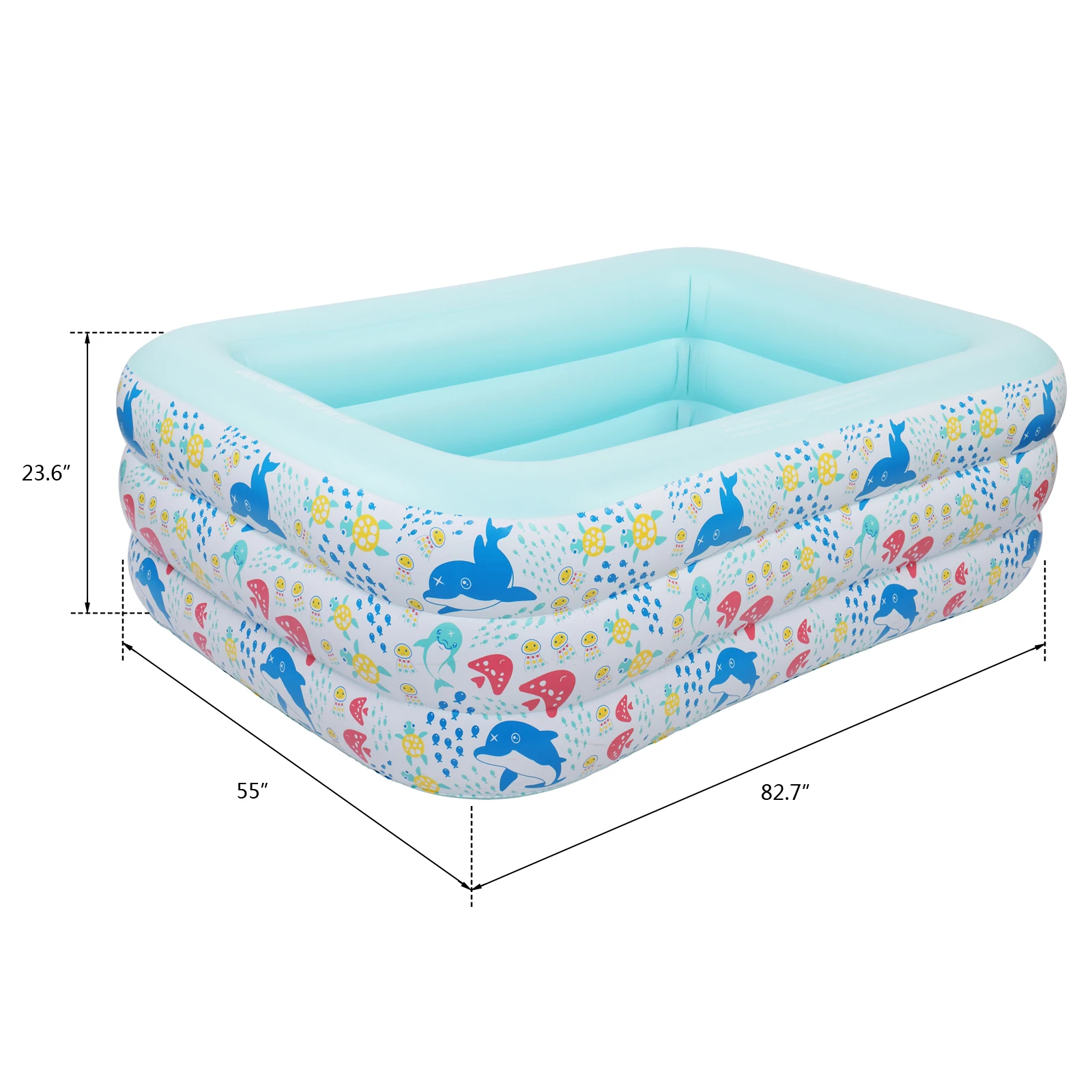 Inflatable Swim Pool for Kids Indoor&Outdoor PVC 210x140x60CM 3-Layered Design Sturdy&Durable 3-Sizes[US-Stock]