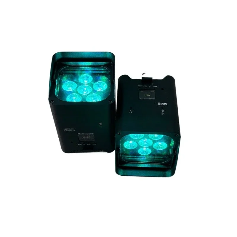 Disco stage using 4 * 18W 6in1 RGBWA + UV wireless remote control wireless battery light