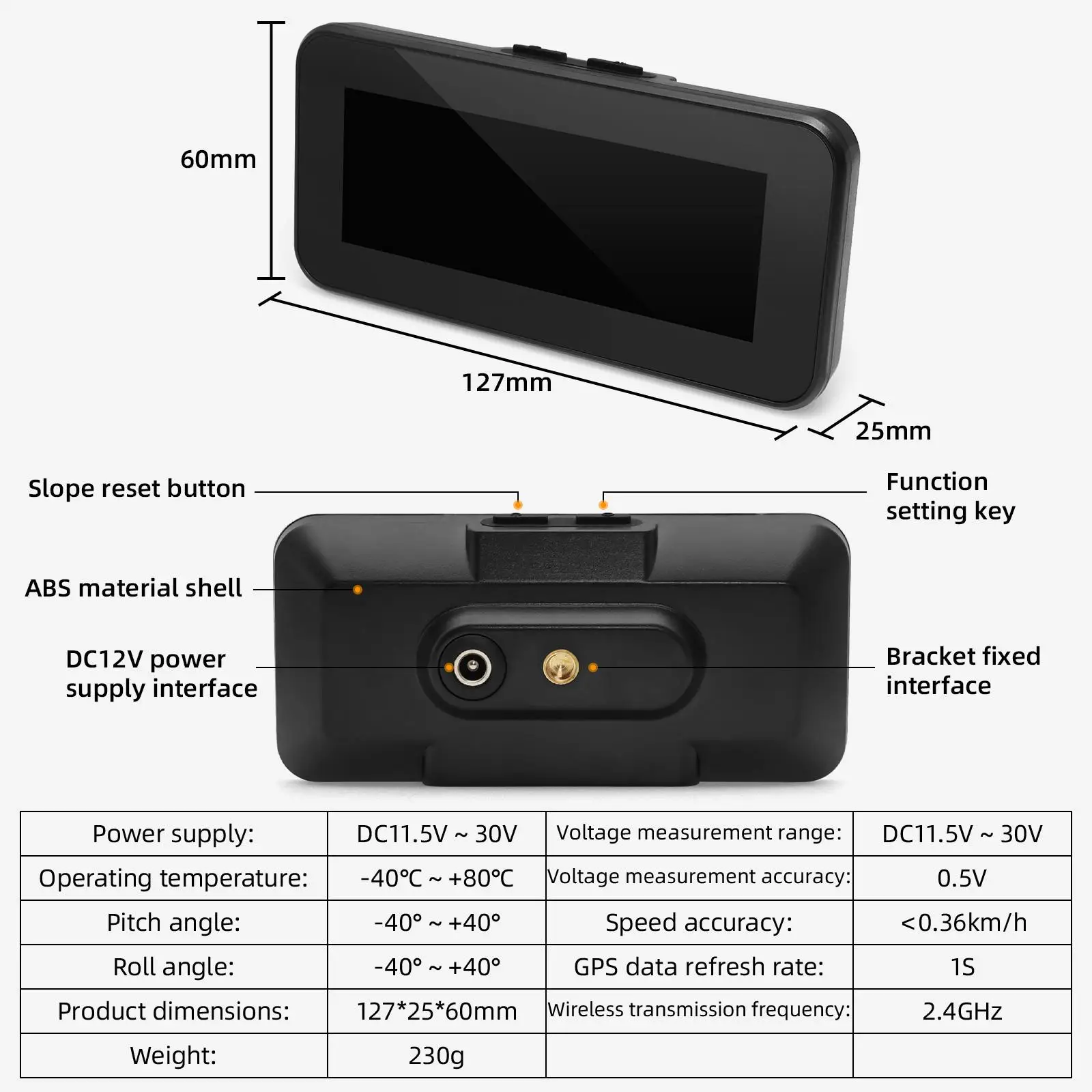 

LCD Speedometer Digital Angle of Pitch M60 Digital Speedometer HUD Heads up Display for Suvs Cars Off Road Cars Accessories
