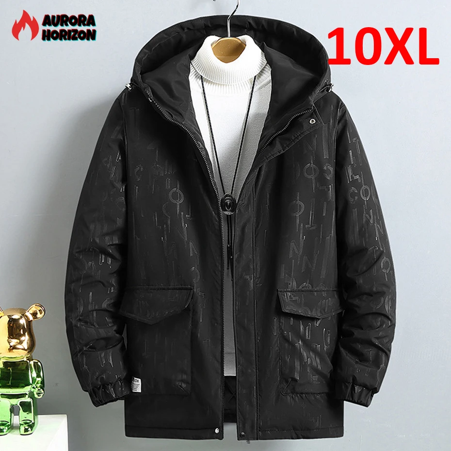 

ZOZOWANG Plus Size 10XL Parkas Men Winter Thick Jacket Coat Fashion Bandana Paistey Print Parka Male Black Jackets Big Size