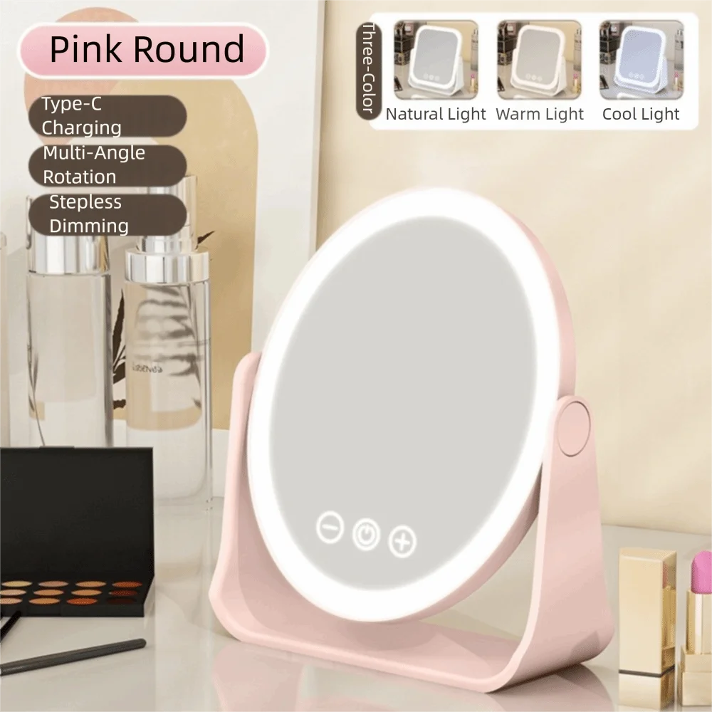 3 Color LED Makeup Mirror Smart Dimmable 5x Magnifying Mirror with Led Rotatable Electric Makeup Beauty Mirror Travel