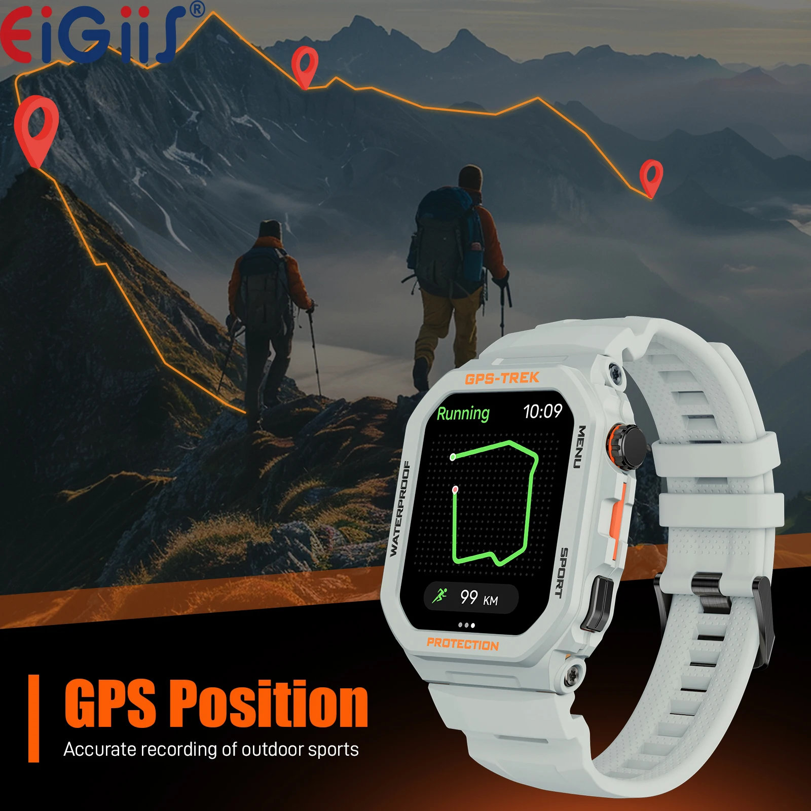 

EIGIIS 2025 Smart Watch for Men Outdoor with GPS Fitness Tracker Heart Rate Sleep Monitor Pedometer Sport Activity Tracker Watch