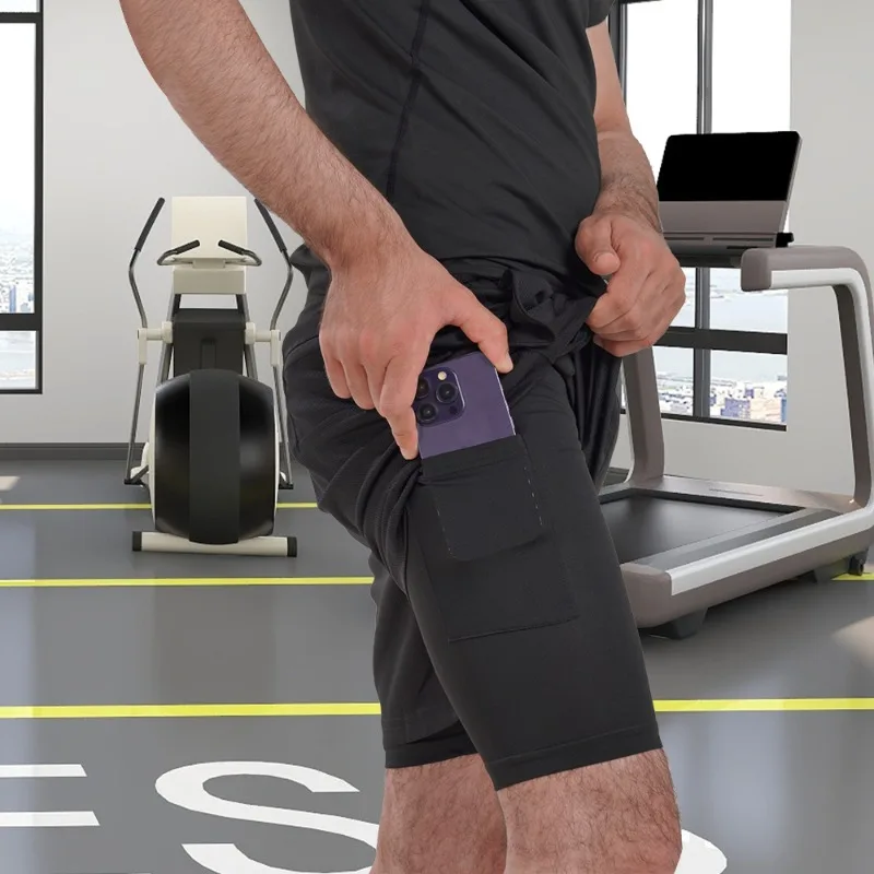 

Men Sport Shorts Sportswear Double-deck Running Shorts 2 In 1 Beach Bottoms Summer Gym Fitness Training Jogging Short Pants Men