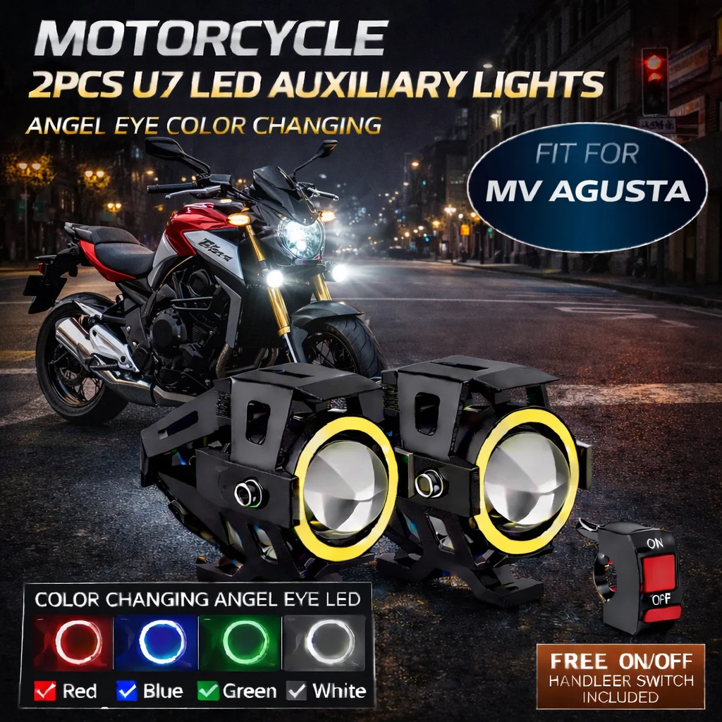 Waterproof Motorcycle LED Headlight 3000LMW U7 Motorbike LED Driving Fog Spot Light with Switch For MV Agusta 675 800 Brutale