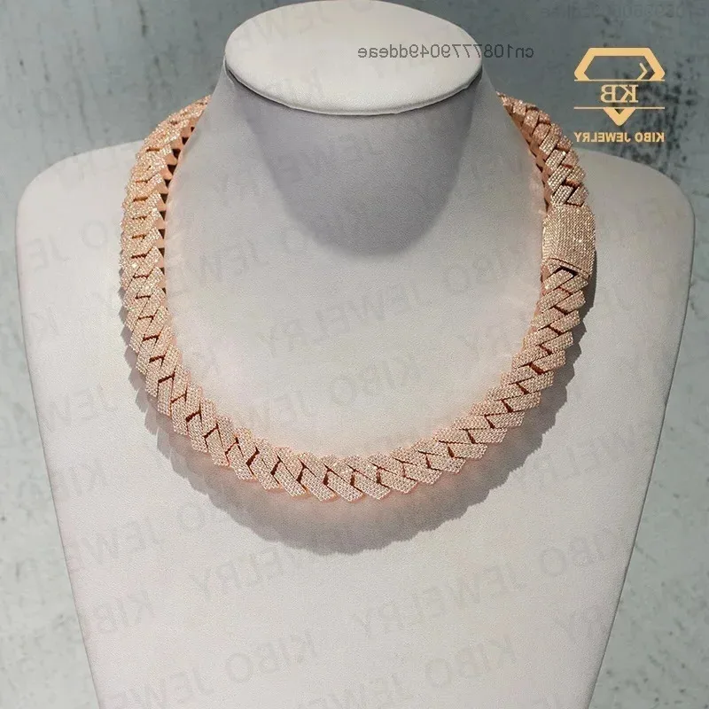 

Iced Out Custom Cuban Link Chain Sterling Silver 925 Moissanite Diamond Cuban Chain Custom Moissanite Cuban Necklace Chain