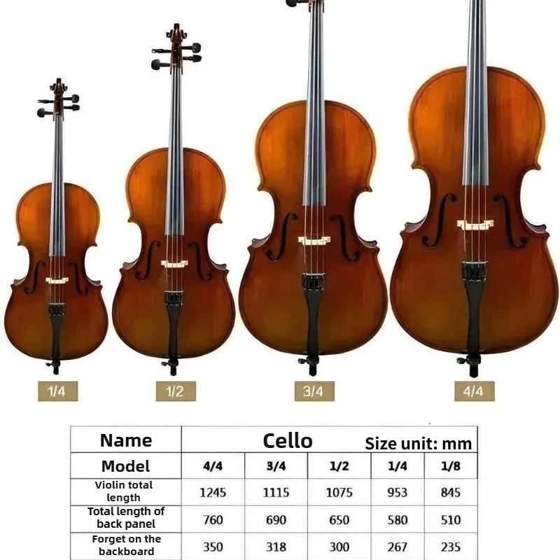 Hoge Kwaliteit Student Praktijk Cello Basswood Medeplichtige Antieke Stijl Beginner Cello Full Size 4/4 3/4 1/2 1/4
