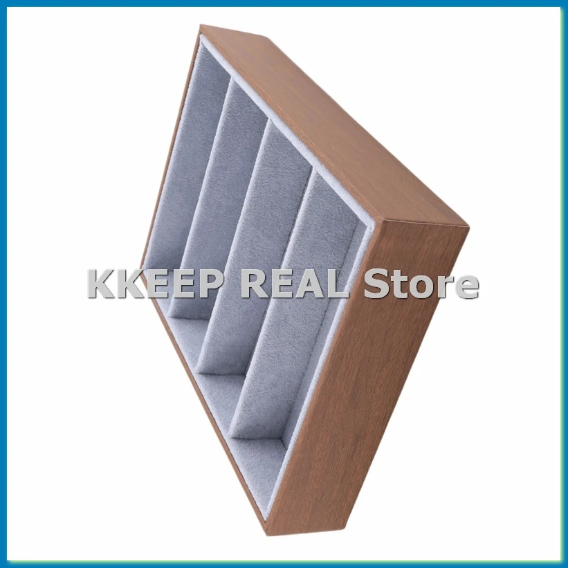 Sunglasses Display Glasses Cases 4 Grids Sunglasses Display Box Glasses Display Jewelry Organizer Tray - Brown-A55K