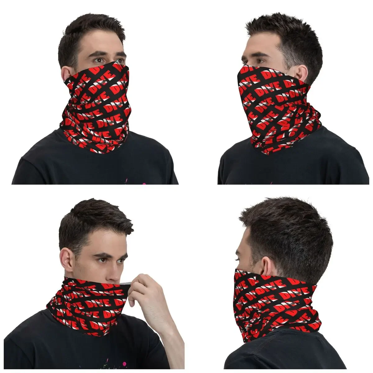 Scuba Dive Flag And Diver Neck Gaiter Men Women Windproof Winter Lover Bandana Scarf for Ski