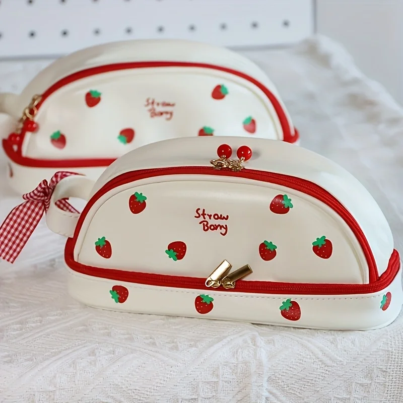 1 Piece of Cute Girly Double-Layer Pencil Case, Simple Stationery Box, Large Capacity Stationery Storage Bag for Junior High School Students, Pencil Box, Birthday Gift, Christmas Gift