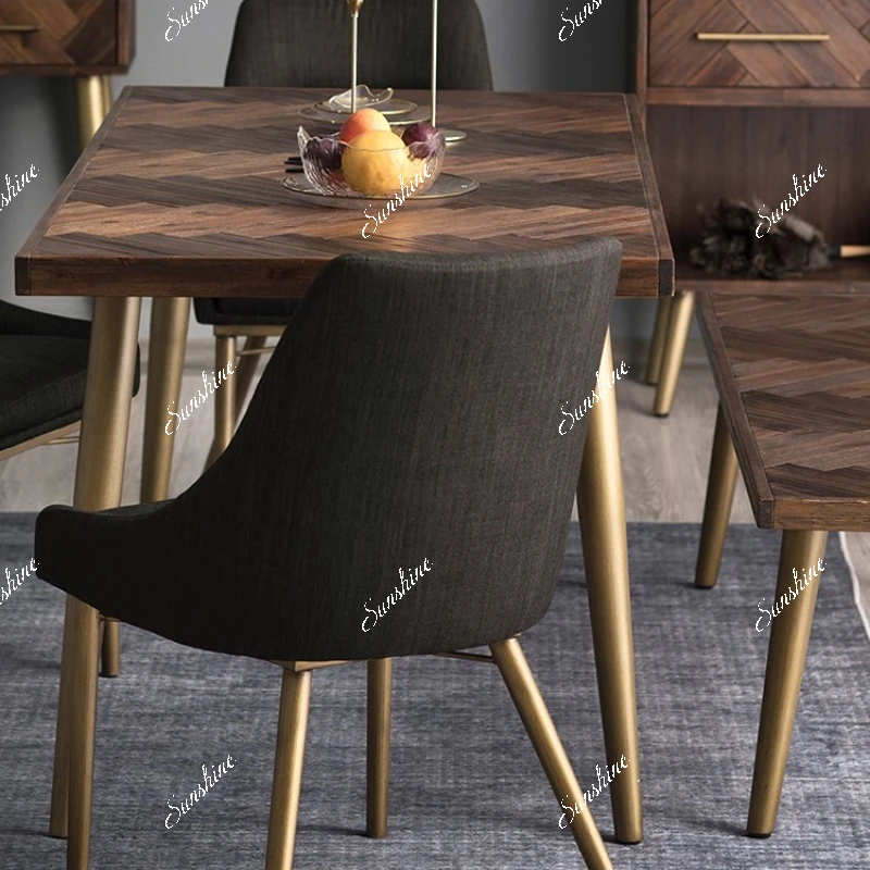 Solid wood dining table simple living room small apartment modern light luxury home Nordic retro dining table
