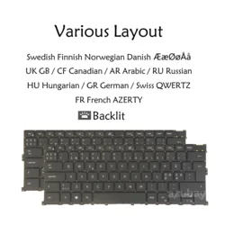 Backlit Laptop Keyboard For DELL XPS 13 9300 9310 Swiss German Hungarian French Canadian Arabic Russian UK Nordic Swedish Danish