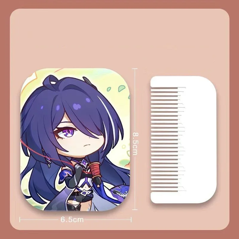 8x6 Honkai Star Rail Specchio per trucco pieghevole su un solo lato Mini tasca leggera da viaggio portatile Anime Cute Girls Kids Rettangolare