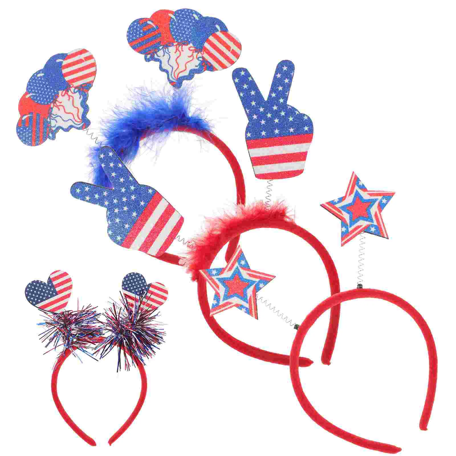 4 Pcs Clothing Independence Day Headband Miss American Flag Plastic 4th of July Outfits for Women Festival Hair Bands