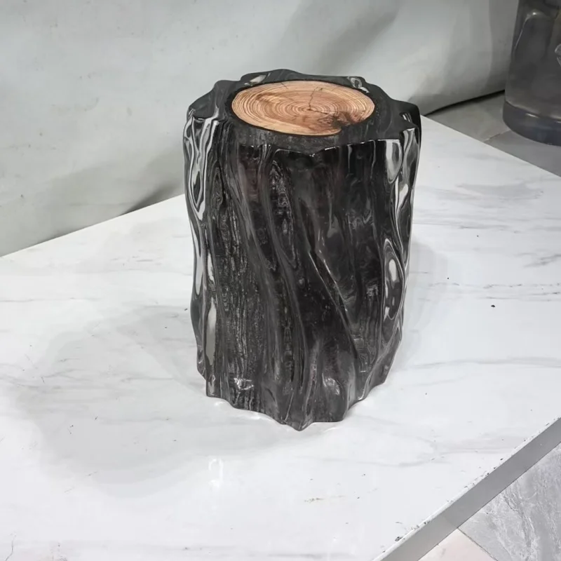 Light luxury low stool living room study hollow transparent resin stool home designer fashion new