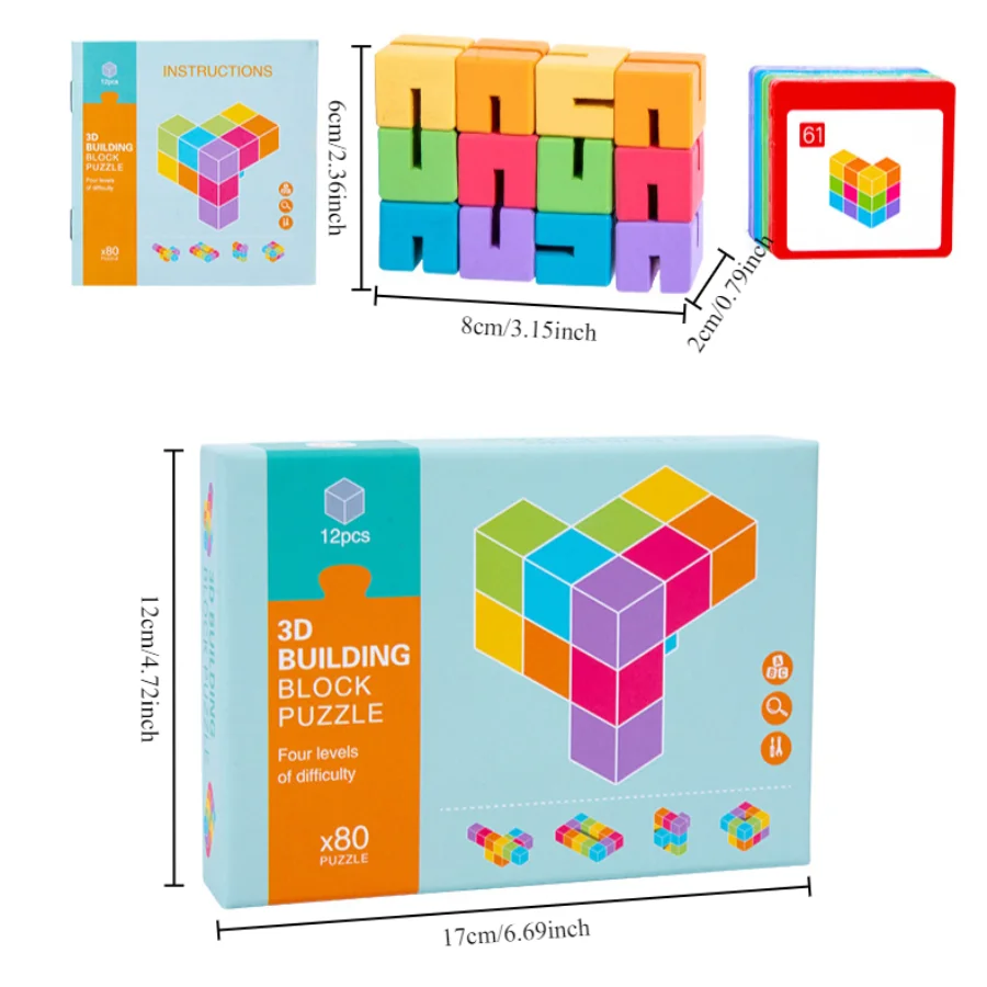Spatial 3D Building Blocks Brain Development Spatial Reasoning Education Puzzle Game Children Wooden Puzzle Toy