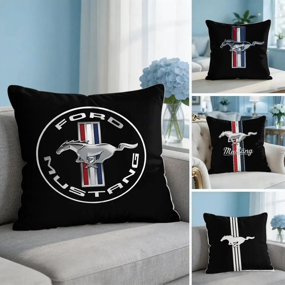 Car Fashion F-Ford M-MustangS Logo Cushion Cover Soft Throw Pillow Cover Hidden Zipper Cutecore Sofa Bedroom Home Decor