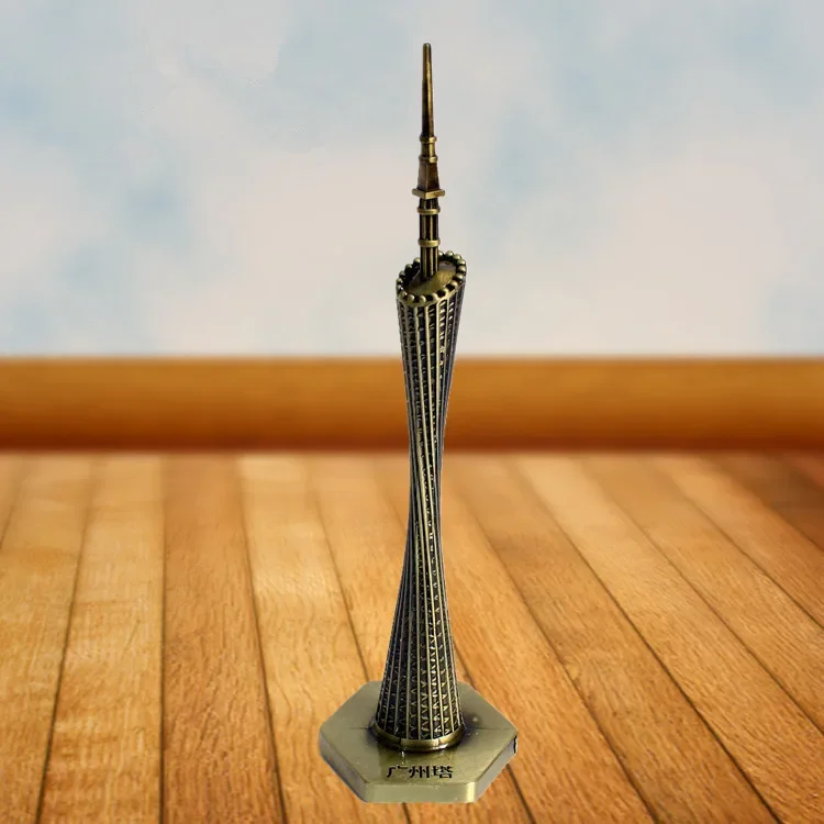 

Guangzhou Tower Decoration Tourist Souvenir Office Desktop Metal Craft 25cm Small Waist Tower Crafts