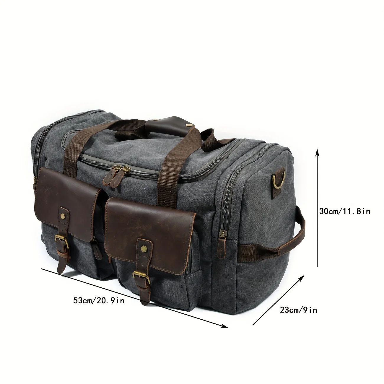 MUCHUAN 남성용 캔버스 가죽 여행 가방, 수하물 핸드백, 대형 여행 더플 백, 토트 대형 주말 가방
