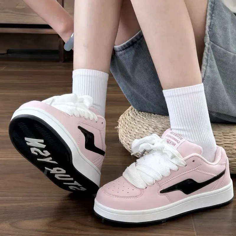 

Pink Bread Shoe Women's Casual Style 2025 Spring New Student Versatile Low Help Canvas Shoes round Toe Rubber Outsole