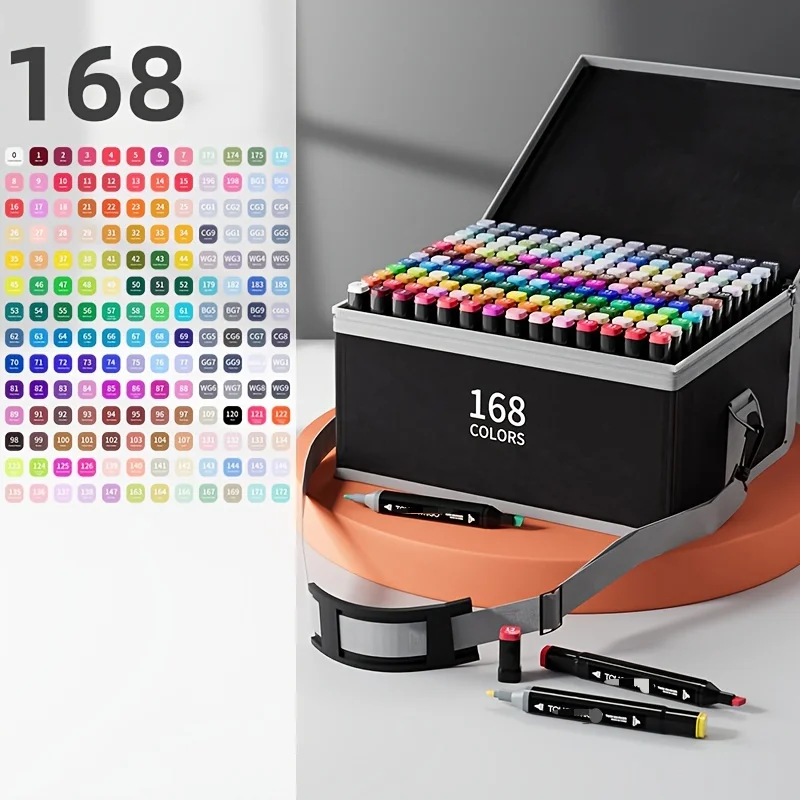 

168 Colors Dual Tip Marker, Marker Brush and Chisel, Vibrant Colors for Lettering Card Drawing Sketching Painting, Gifts