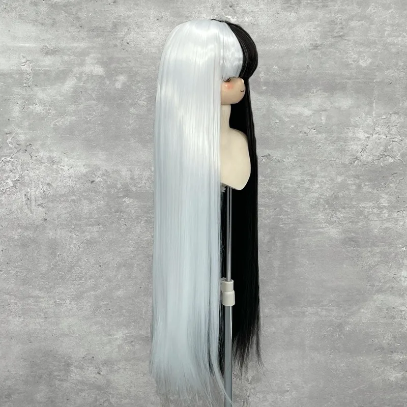 2D Doll 1/3&1/4&1/6 Black and White Wig Cover High Temperature Silk Synthesis Decoration Wig Children Toy Dress Up Accessories